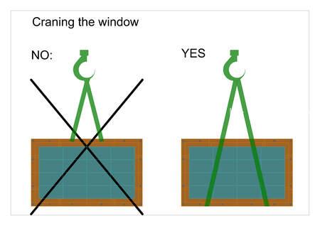 F&uuml;r den Transport des Fensters von der Palette zur Installations&ouml;ffnung darf das Fenster nicht an den Schrauben&ouml;sen aufgeh&auml;ngt werden. Dies w&uuml;rde zu einer einseitigen Belastung f&uuml;hren und m&ouml;glicherweise das Silikon besch&auml;digen.